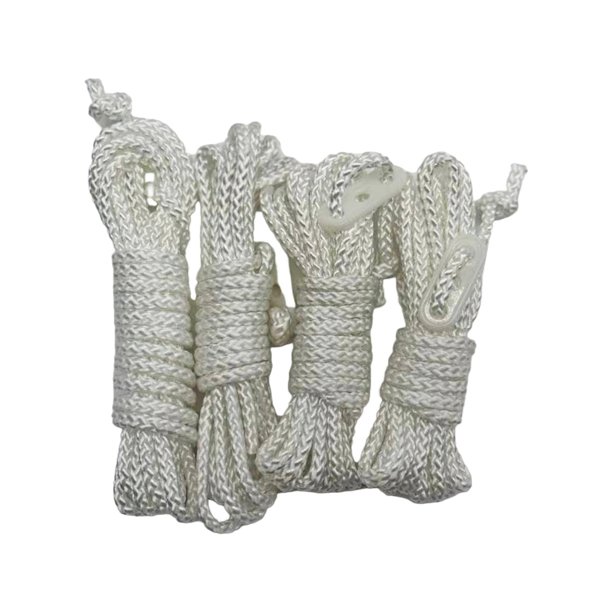 Bush Tracks 4mm Single Guy Rope With Plastic Slider, White 4mm x 3m - 4 Pack