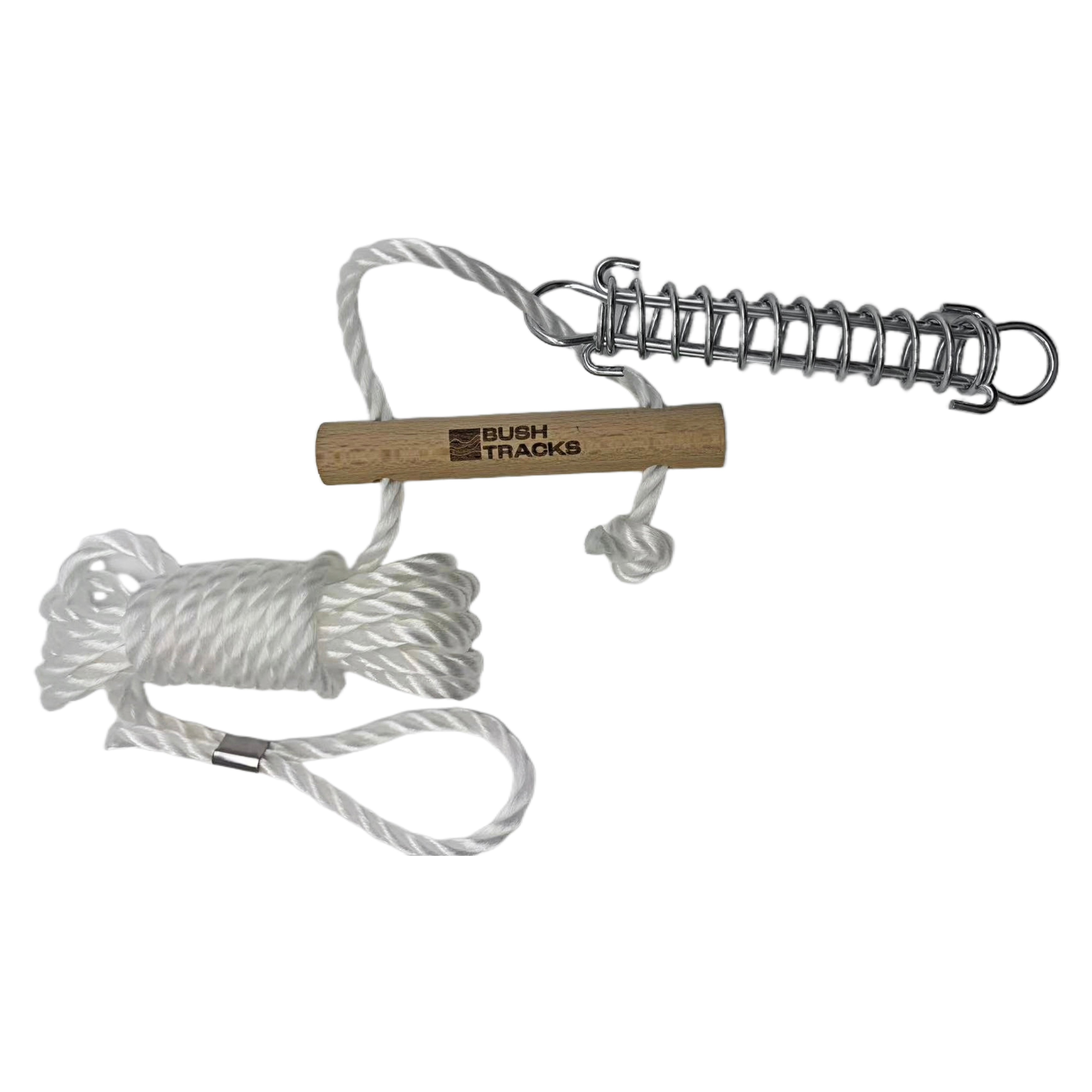 Bush Tracks 6mm Single Guy Rope With Wooden Runner & Spring