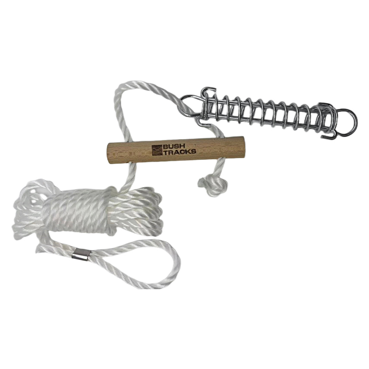 Spring Guy Rope Bush Tracks 6mm Single Guy Rope With Wooden Runner & Spring