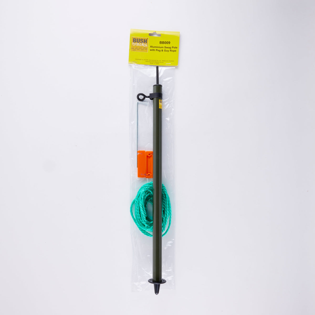 Aluminium Bivvy/Swag Pole with Guy Rope & Peg