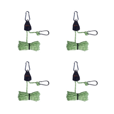 Glow In the Dark 4m Rope Ratchet Tie Downs with Carabiners - 4 Pack